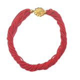 Collana Torchon In Corallo Rosso E Oro - COR001